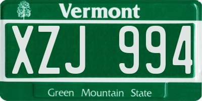 VT license plate XZJ994