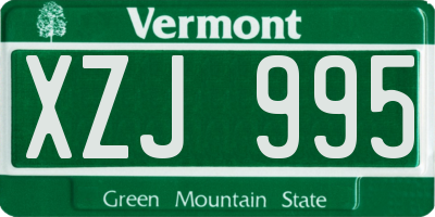 VT license plate XZJ995