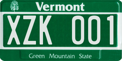 VT license plate XZK001