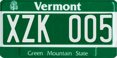 VT license plate XZK005