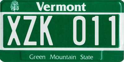 VT license plate XZK011