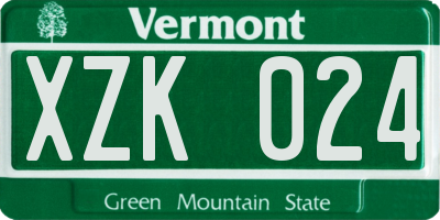 VT license plate XZK024
