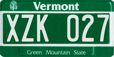 VT license plate XZK027