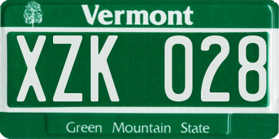 VT license plate XZK028