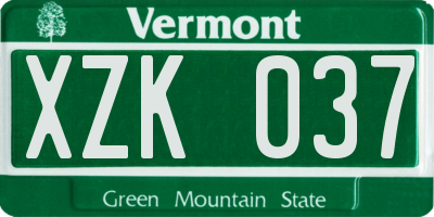 VT license plate XZK037