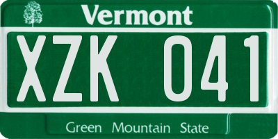 VT license plate XZK041
