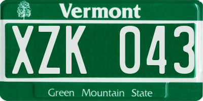 VT license plate XZK043