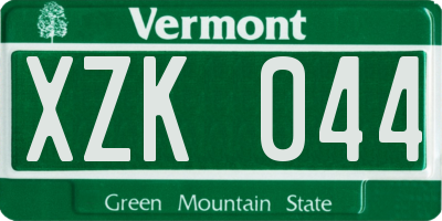 VT license plate XZK044