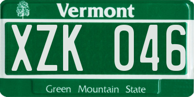 VT license plate XZK046