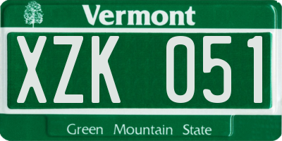 VT license plate XZK051