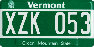 VT license plate XZK053