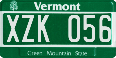 VT license plate XZK056