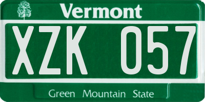 VT license plate XZK057