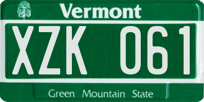 VT license plate XZK061