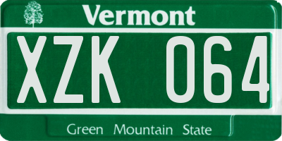 VT license plate XZK064