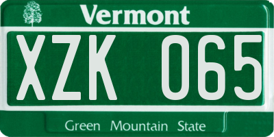 VT license plate XZK065