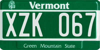 VT license plate XZK067