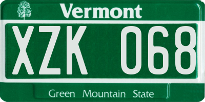 VT license plate XZK068