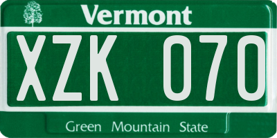 VT license plate XZK070