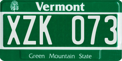 VT license plate XZK073