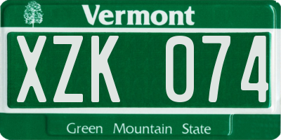 VT license plate XZK074