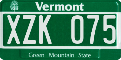 VT license plate XZK075
