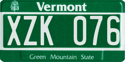 VT license plate XZK076