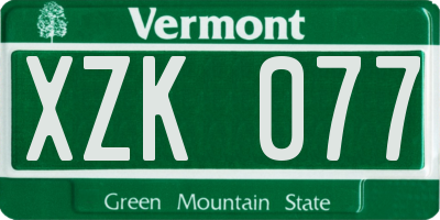 VT license plate XZK077