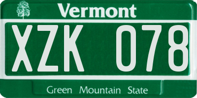VT license plate XZK078