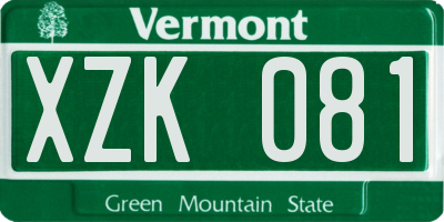 VT license plate XZK081