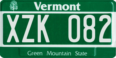 VT license plate XZK082
