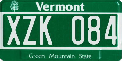 VT license plate XZK084
