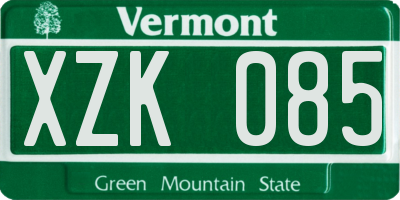 VT license plate XZK085