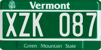 VT license plate XZK087