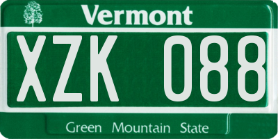 VT license plate XZK088