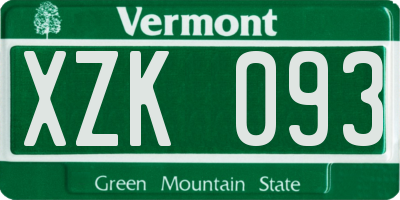 VT license plate XZK093