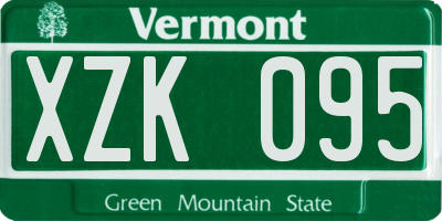 VT license plate XZK095