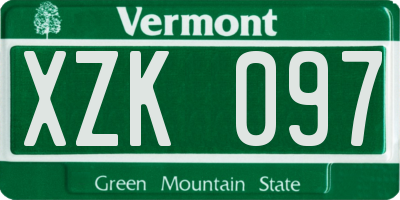 VT license plate XZK097