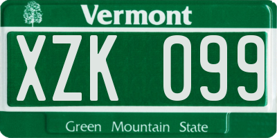 VT license plate XZK099