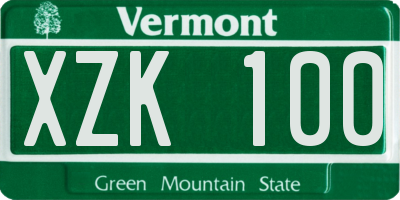 VT license plate XZK100