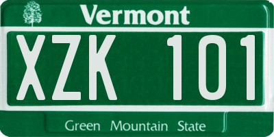 VT license plate XZK101