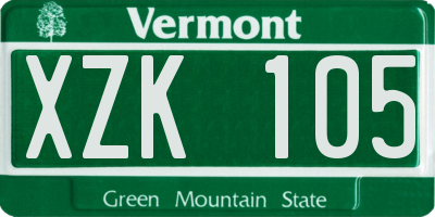 VT license plate XZK105