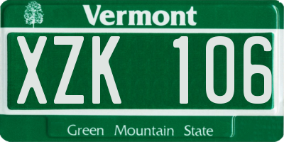 VT license plate XZK106