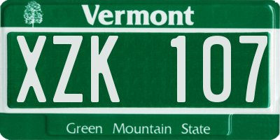 VT license plate XZK107