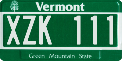VT license plate XZK111