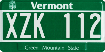 VT license plate XZK112