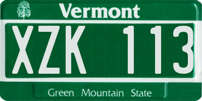 VT license plate XZK113