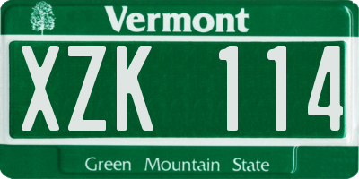 VT license plate XZK114