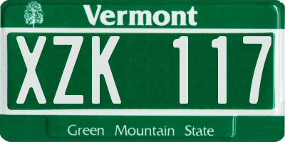 VT license plate XZK117