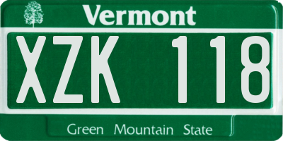 VT license plate XZK118